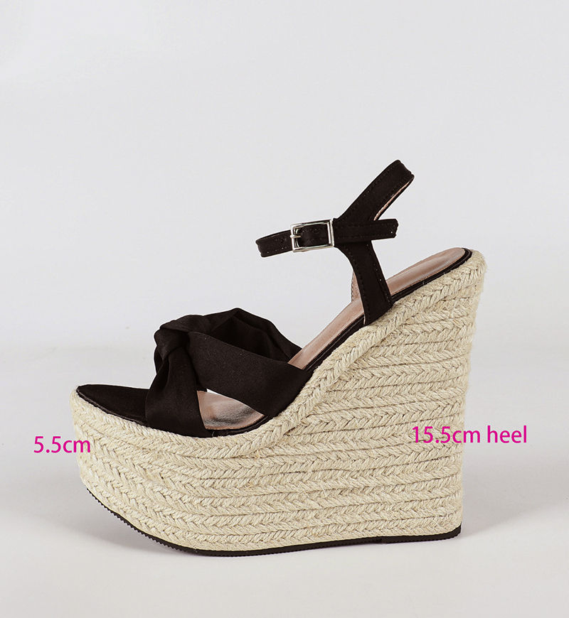 Wedge Espadrille Women - LIHUAMAO รองเท้าส้นสูง 15.5 ซม. สำหรับผู้หญิง รองเท้าส้นเตารีดแบบมีสายรัดข้อเท้า