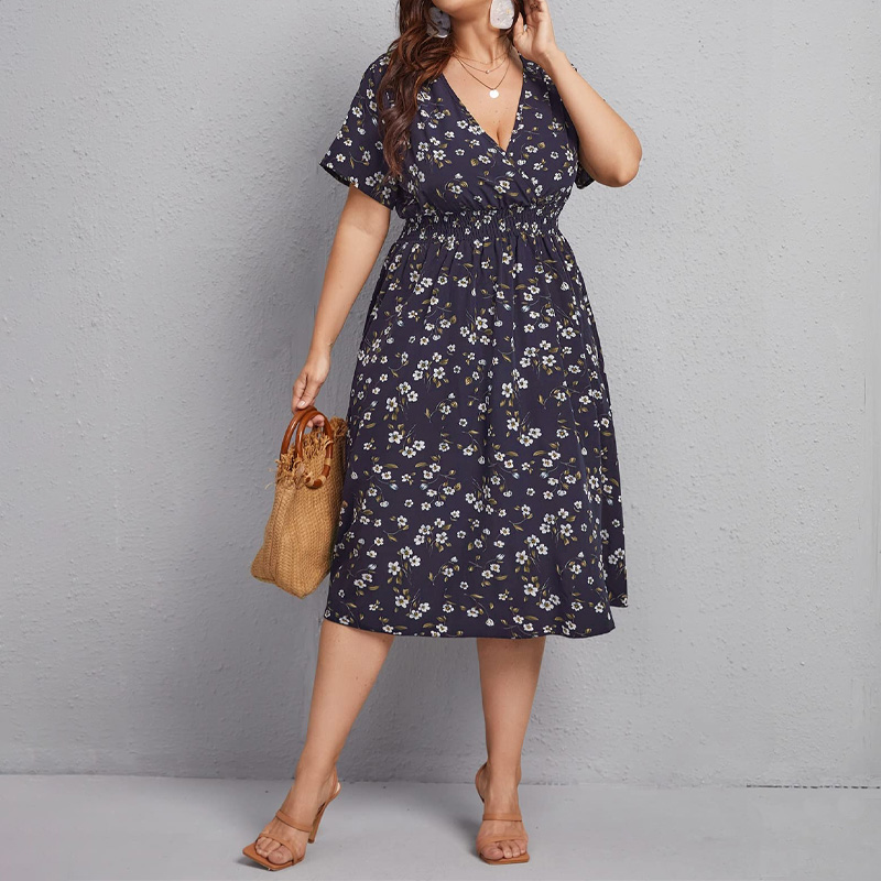 ชุดเดรสผู้หญิงขนาดบวก ชุดเดรสท - Romper Floral Print บทวิจารณ์และราคา