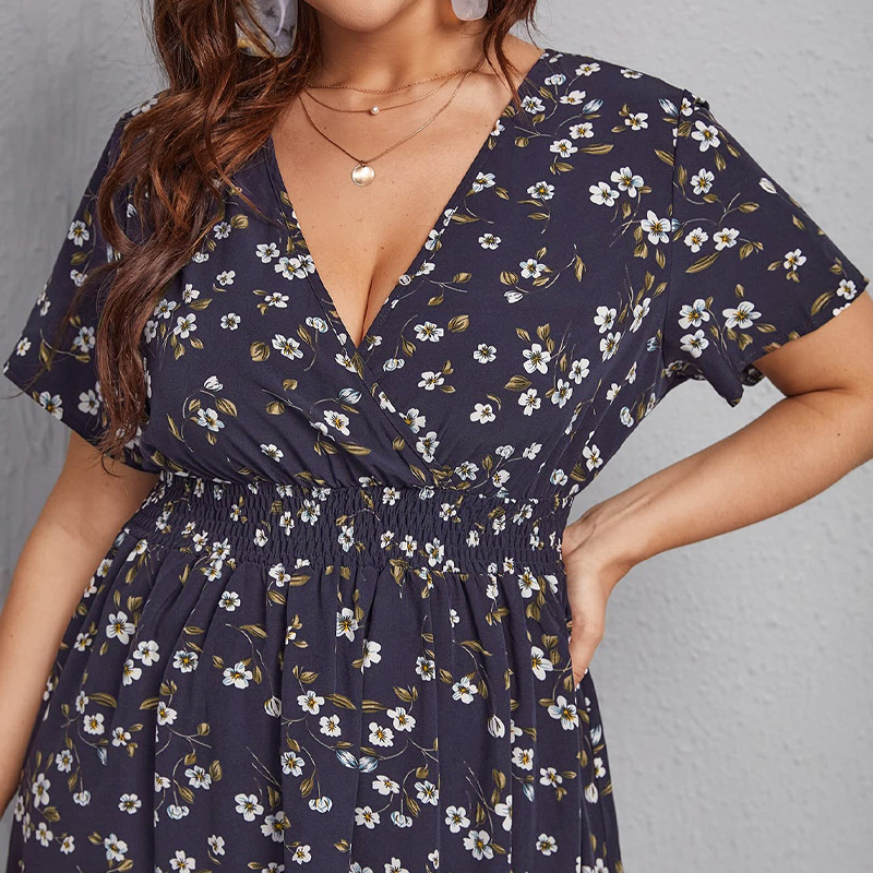 ชุดเดรสผู้หญิงขนาดบวก ชุดเดรสท - Romper Floral Print บทวิจารณ์และราคา