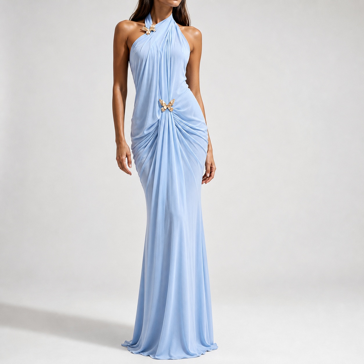ชุดเดรสยาวทรงเข้ารูปสำหรับผู้ห - Maxi Dress Halter บทวิจารณ์และราคา
