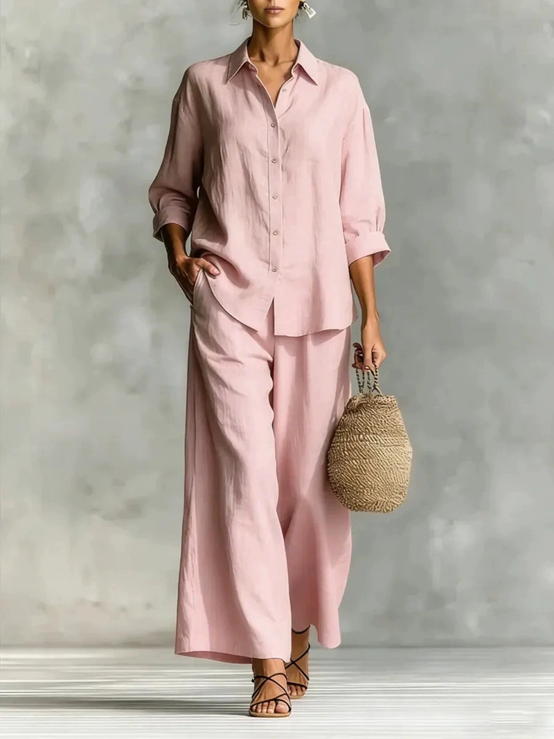 ชุดลำลองเสื้อแขน 7 ส่วนและกางเ - Linen Pant Wide บทวิจารณ์และราคา