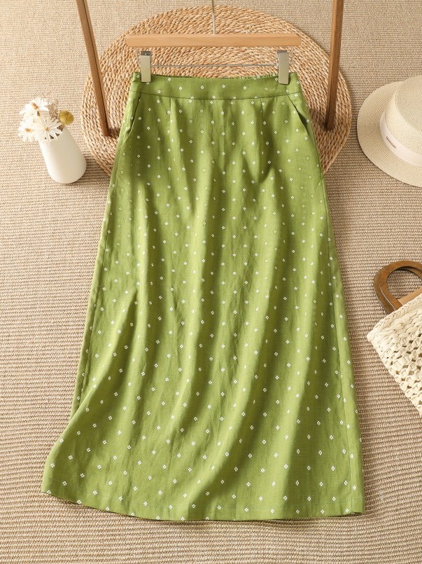 กระโปรงเอวสูงลายดอกไม้ กระโปรง - Midi Skirt Floral บทวิจารณ์และราคา
