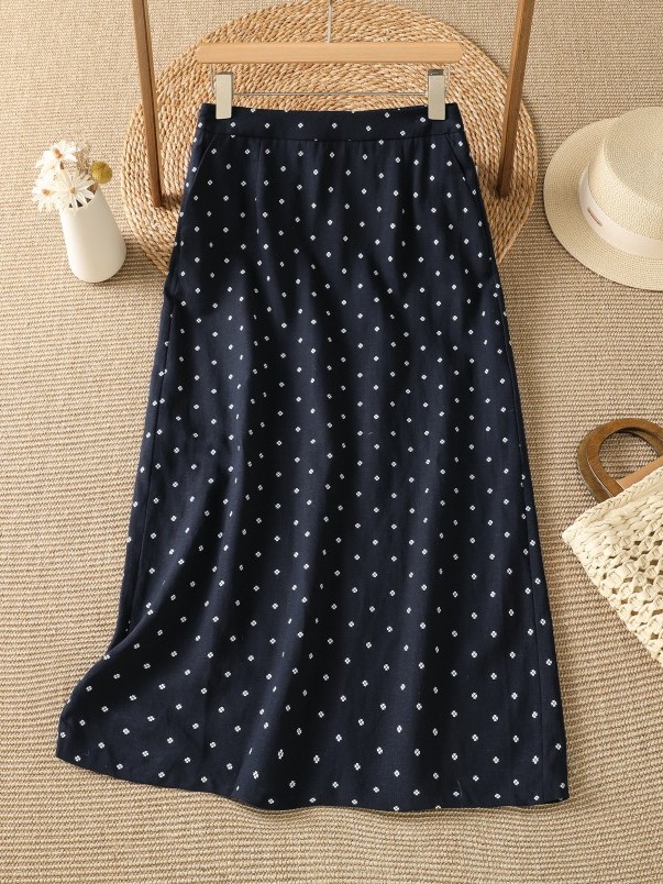 กระโปรงเอวสูงลายดอกไม้ กระโปรง - Midi Skirt Floral บทวิจารณ์และราคา