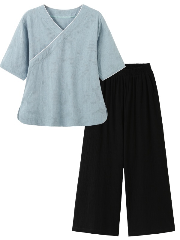 ชุดเซ็ตสองชิ้นสไตล์จีนโบราณ ผ้ - Linen Pant Wide บทวิจารณ์และราคา